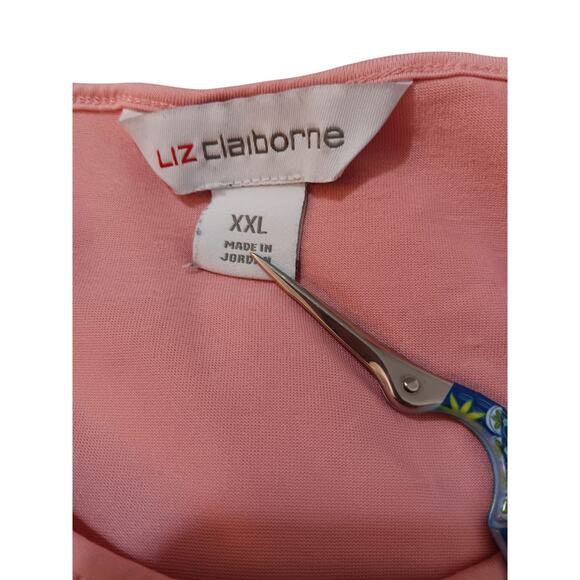 2000s LIZ CLAIBORNE Pink‎ Eyelet Lace Embroidered Top Blouse 2X Short Sleeves - Picture 5 of 6